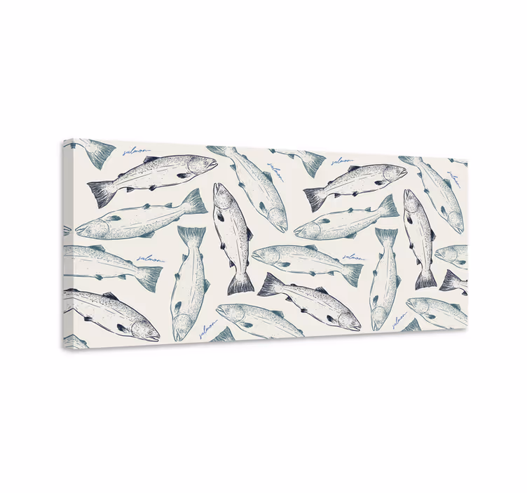 Canvas schilderij vis zalm vissen - TenStickers