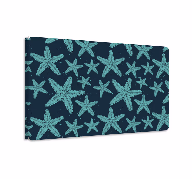 Canvas schilderij vis sterrenzeester blauwtinten laptop - TenStickers