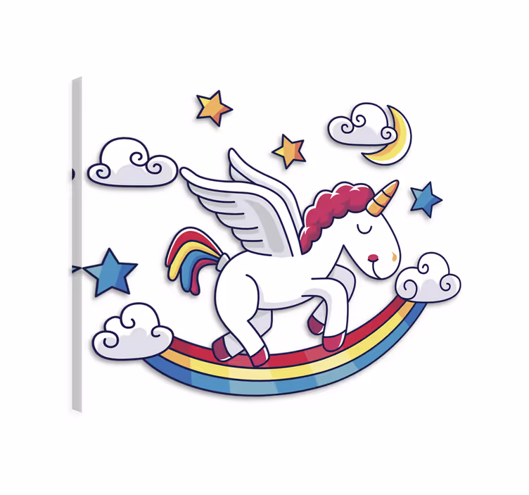 Canvas schilderij eenhoorn regenboog muursticker - TenStickers