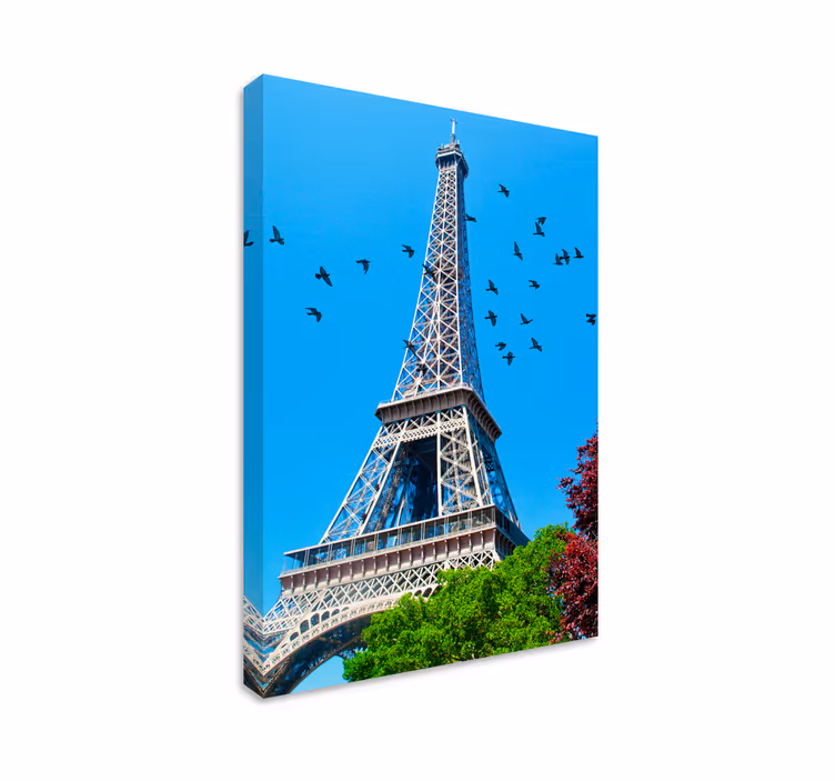 Canvas schilderij landen en steden eiffel toren vogels - TenStickers