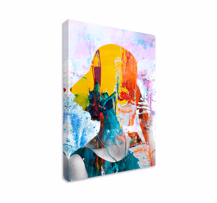 Canvas schilderij abstract kleurrijke silhouet - TenStickers