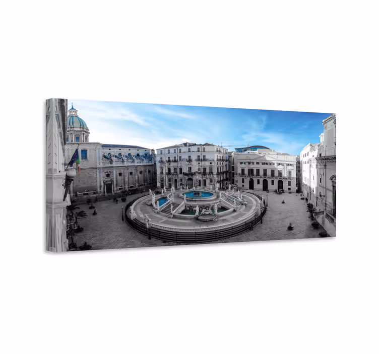 Canvas schilderij landen en steden palermo fonteinplein - TenStickers