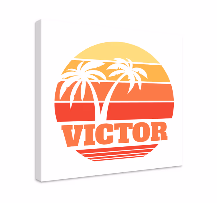 Gepersonaliseerd canvas schilderij zonsondergang palmen - TenStickers