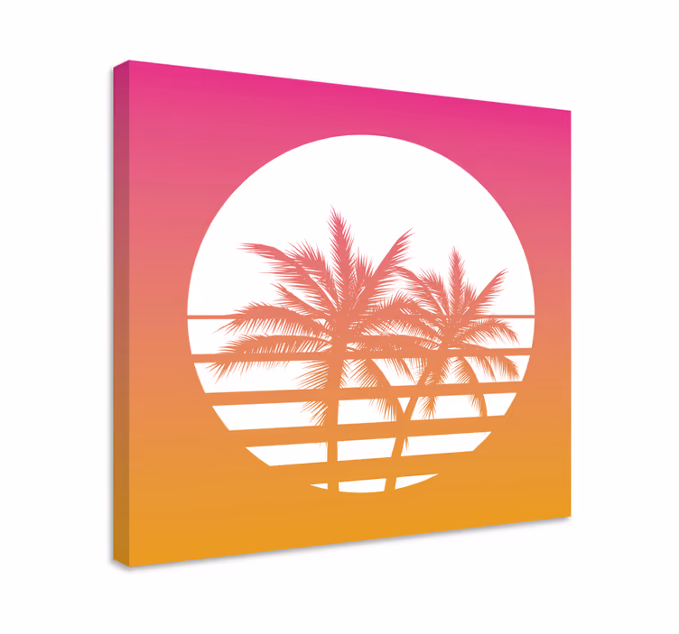 Ornament canvas schilderij tropische zonsondergang schaduw - TenStickers