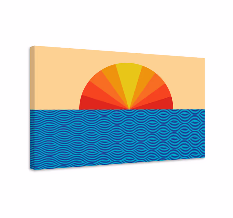 Zonsondergang weerspiegeling Vintage canvas schilderij - TenStickers