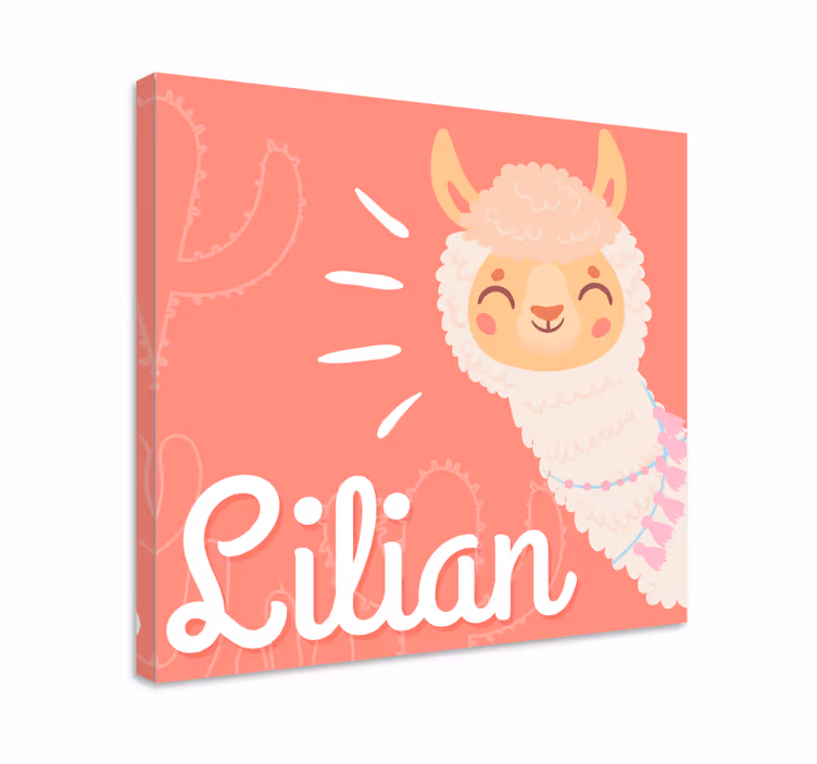 Gepersonaliseerde lama Canvas schilderij baby's - TenStickers