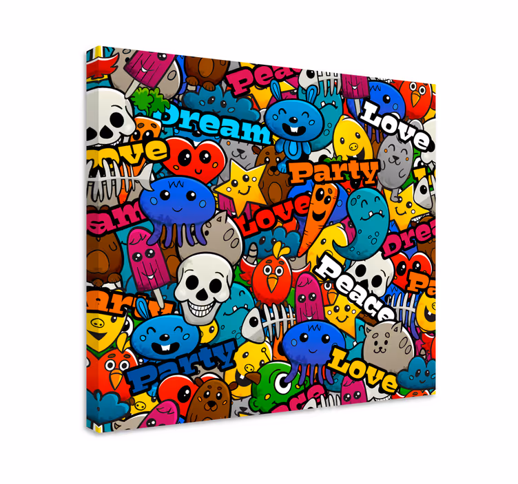 Funky karaktercollage canvas - TenStickers