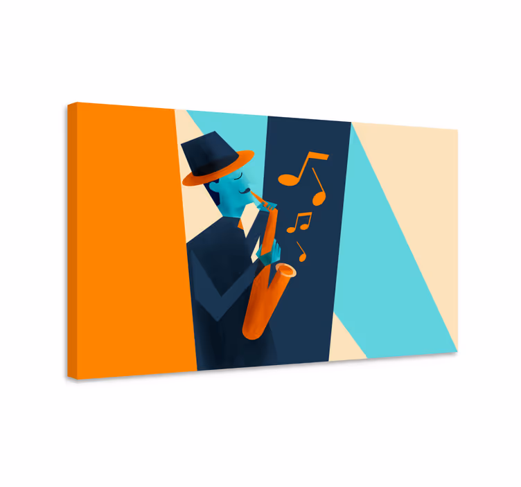 Jazzsaxofonist Canvas schilderij muziek - TenStickers
