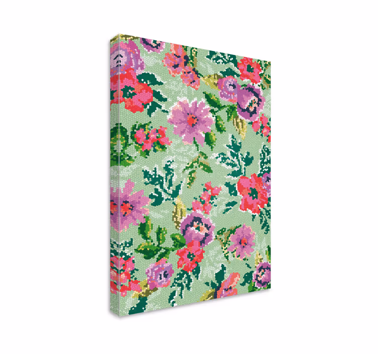 Mozaïek bloemmotief Canvas schilderijen bloemen - TenStickers