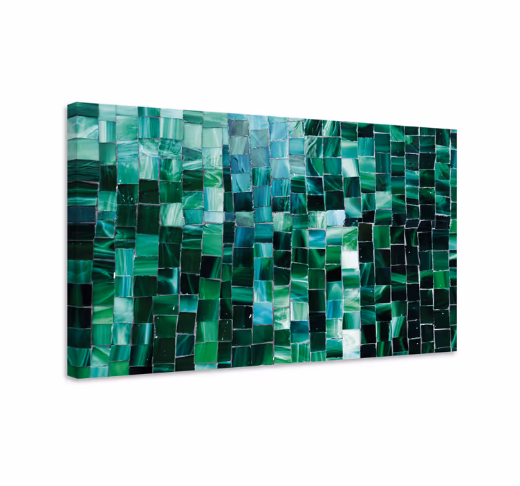 Groene tinten mozaïek canvas schilderij  - TenStickers