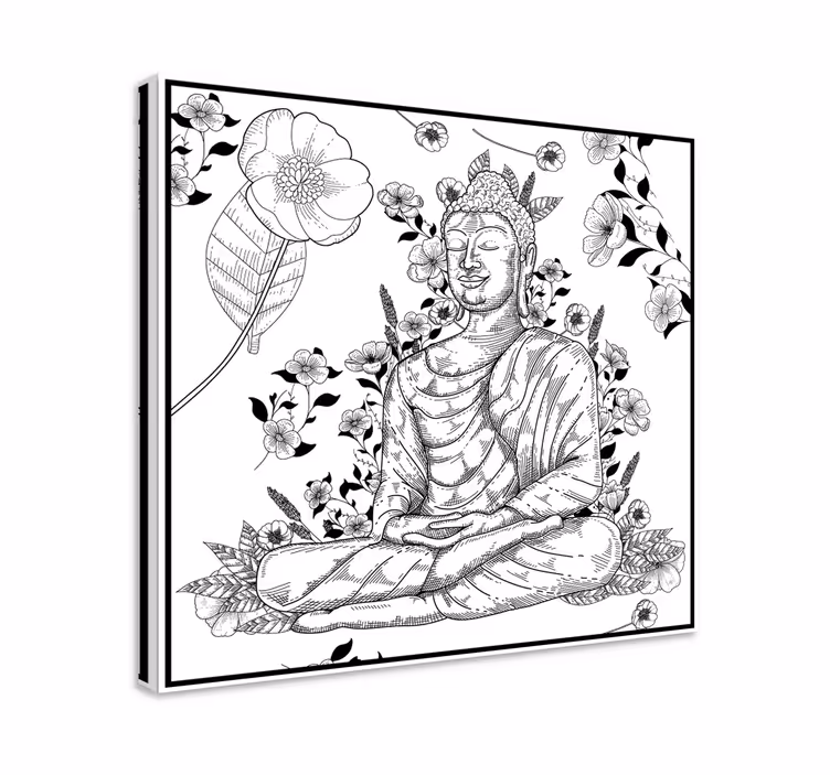 Canvas schilderij boeddha bloemige harmonie - TenStickers