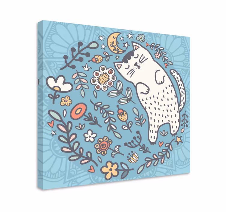 Canvas schilderij Schattige mandala met kat - TenStickers