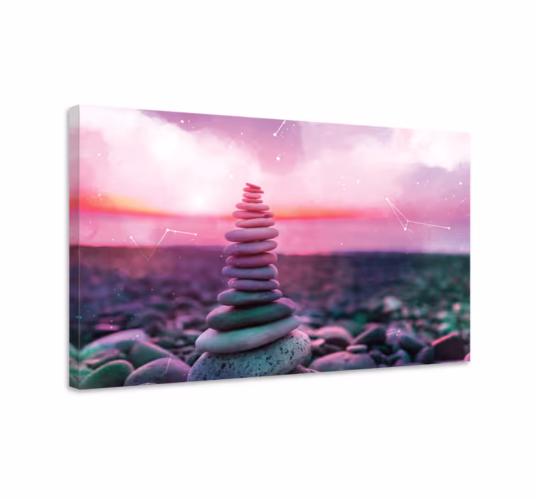 Canvas schilderij zen gebalanceerde steentoren - TenStickers