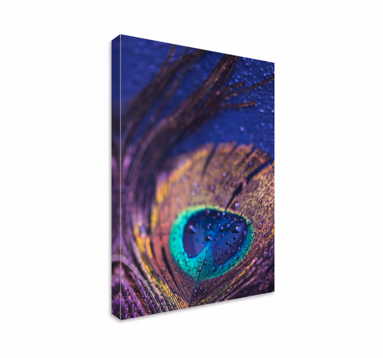 Canvas schilderij bloemen en planten pauwenveer detail - TenStickers