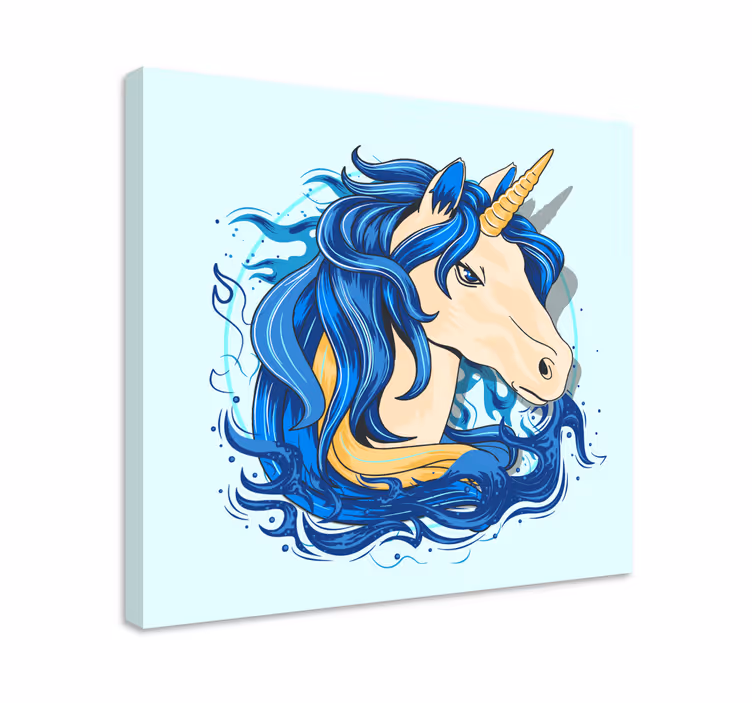 Canvas schilderij eenhoorn Echte eenhoorns in blauwtinten - TenStickers