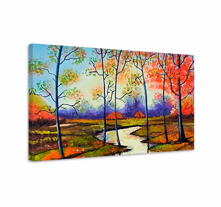 Canvas landschap herfst rivierlandschap - TenStickers