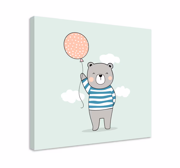 3d canvas schilderij schattige beer met ballon - TenStickers