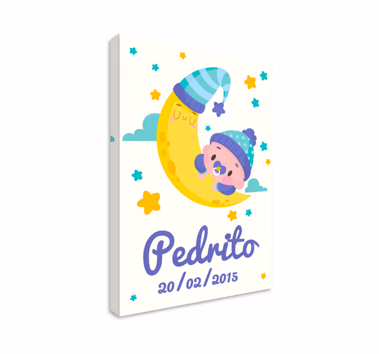 Canvas schilderij baby's slaapende baby maan - TenStickers