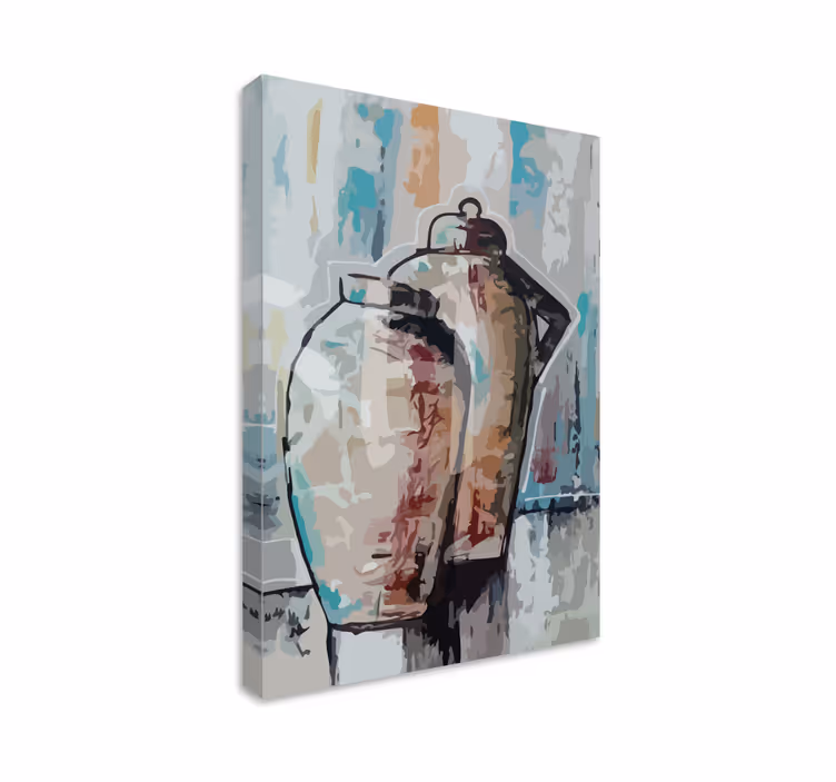 Ornament canvas schilderij vintage klei vazen - TenStickers