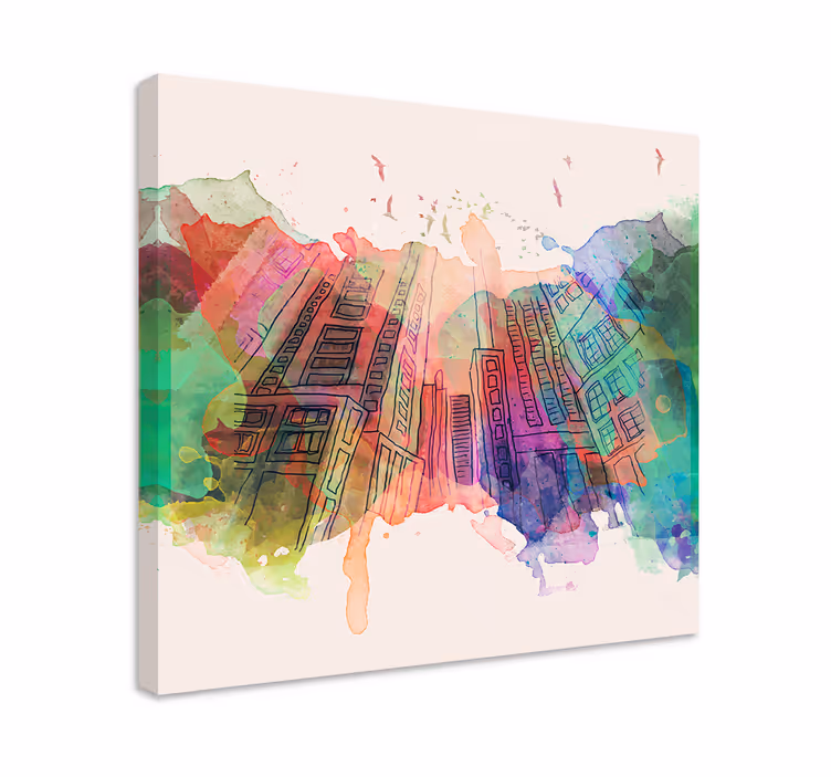 Canvas schilderij landen en steden abstracte stadsgezicht - TenStickers