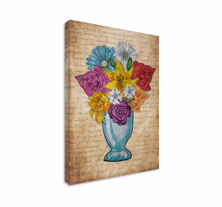 Canvas schilderij bloemen en planten vaas vol bloemen - TenStickers