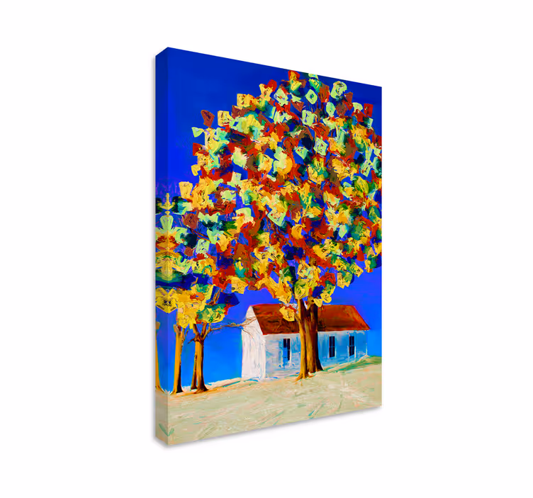 Canvas landschap kleurrijke boomkruinen - TenStickers