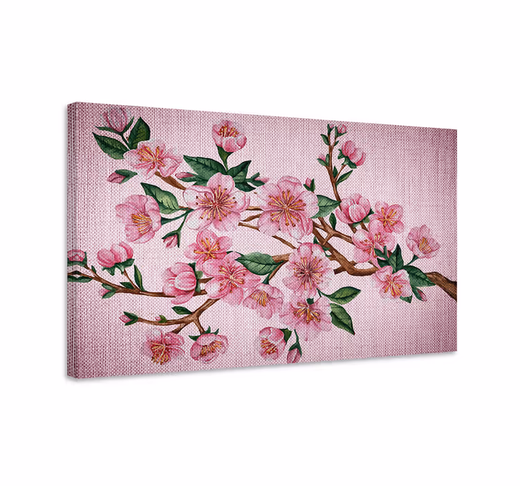 Bloeiende kersentak Canvas schilderij bloemen en planten - TenStickers