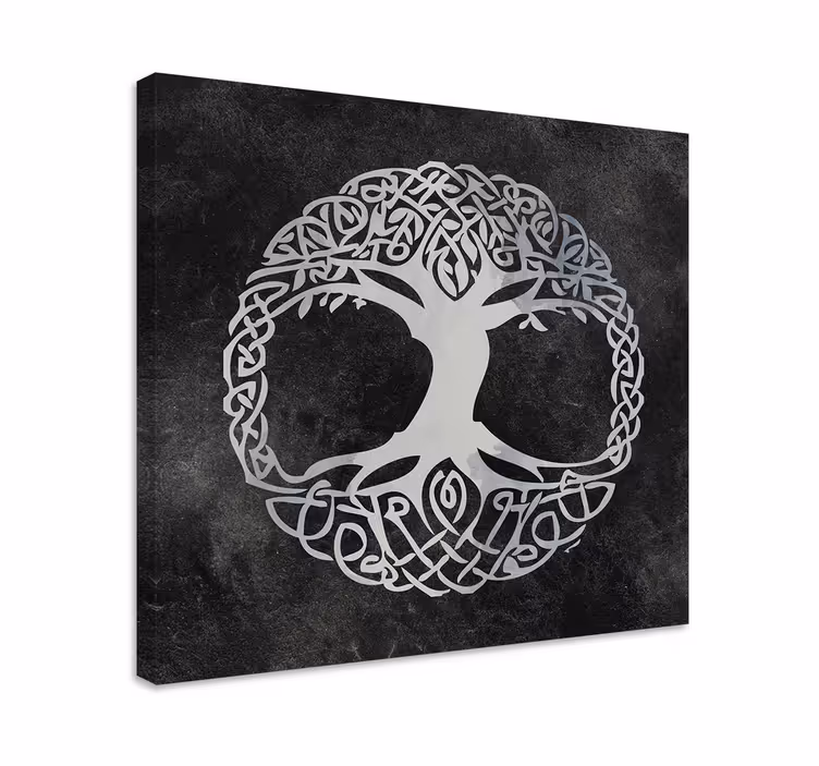 Canvas schilderij Zwart en wit levensboom - TenStickers