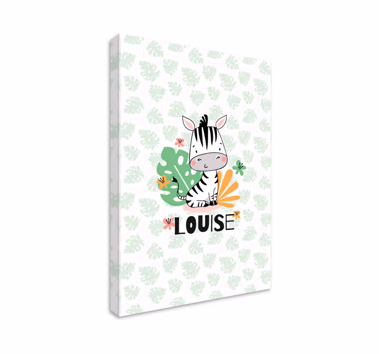 Aangepaste zebra-illustratie Canvas schilderij baby's - TenStickers