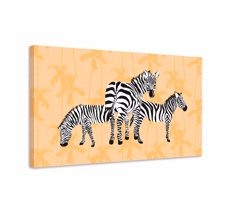 Canvas schilderij dieren zebra trio weergave - TenStickers