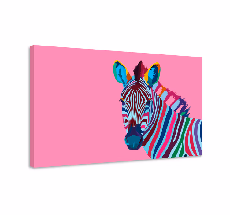 Canvas schilderij dieren kleurrijke zebra afbeelding - TenStickers