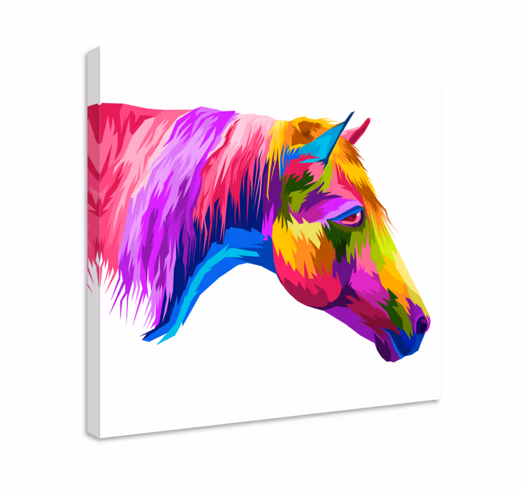 Paarden schilderij op canvas Veelkleurig paard - TenStickers