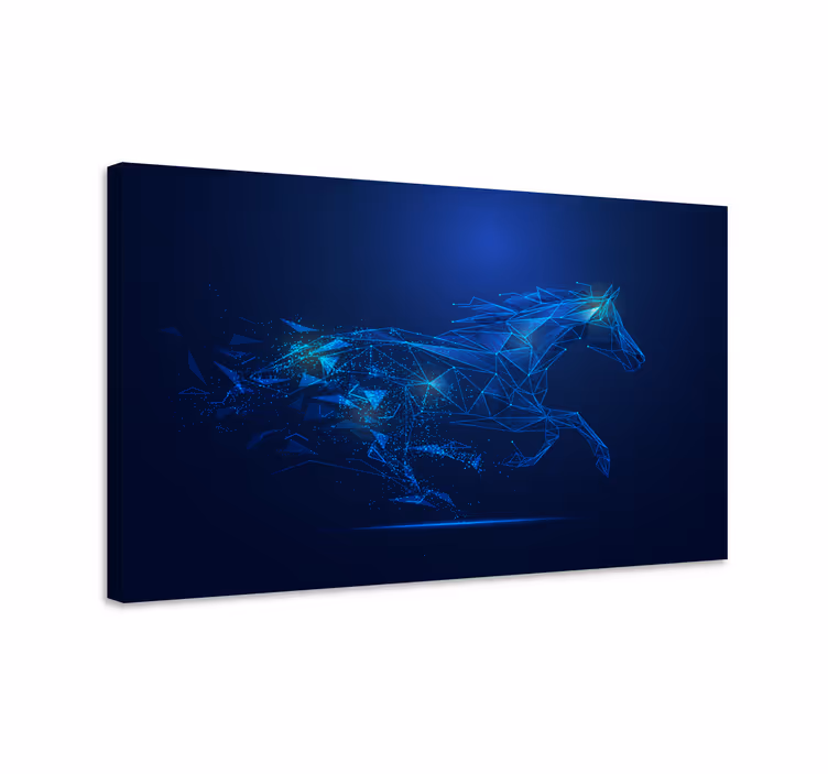 Paarden schilderij op canvas rijdend geometrisch paard - TenStickers