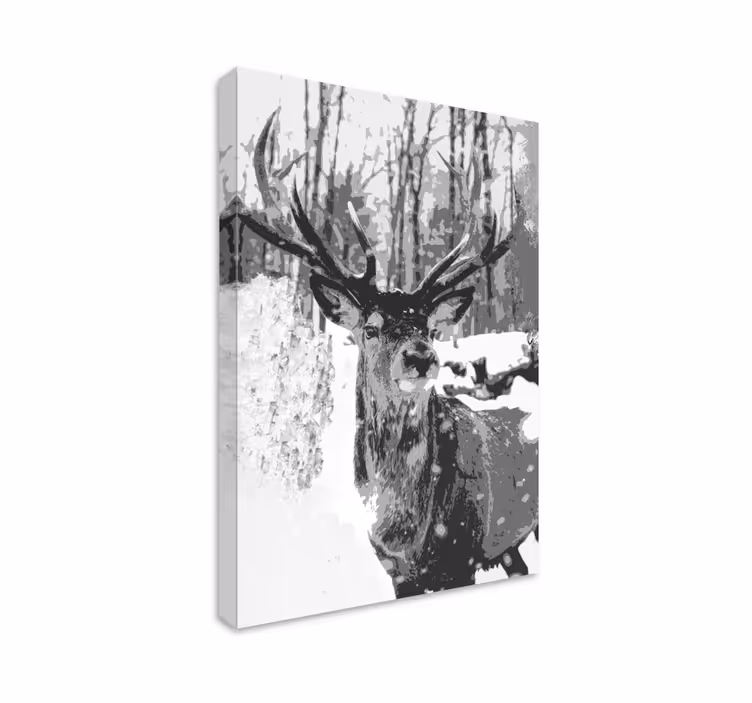 Monochroom hertenportret Canvas schilderij herten - TenStickers