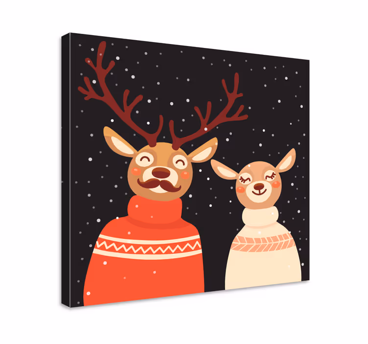 Canvas schilderij herten feestelijk herten koppel - TenStickers