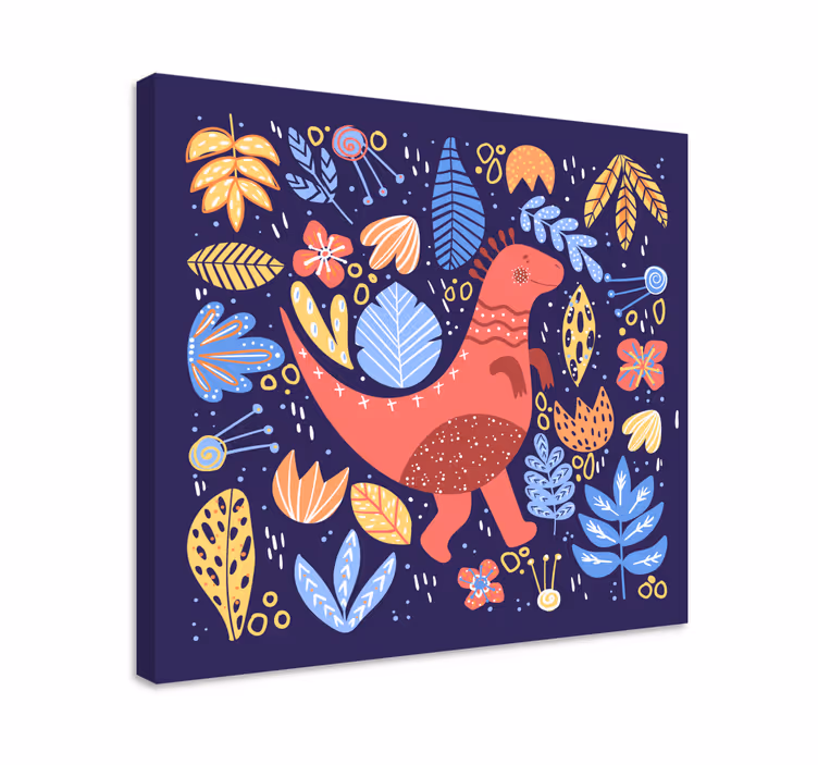 Canvas schilderij dinosaurus speelse dinosaurusschets - TenStickers