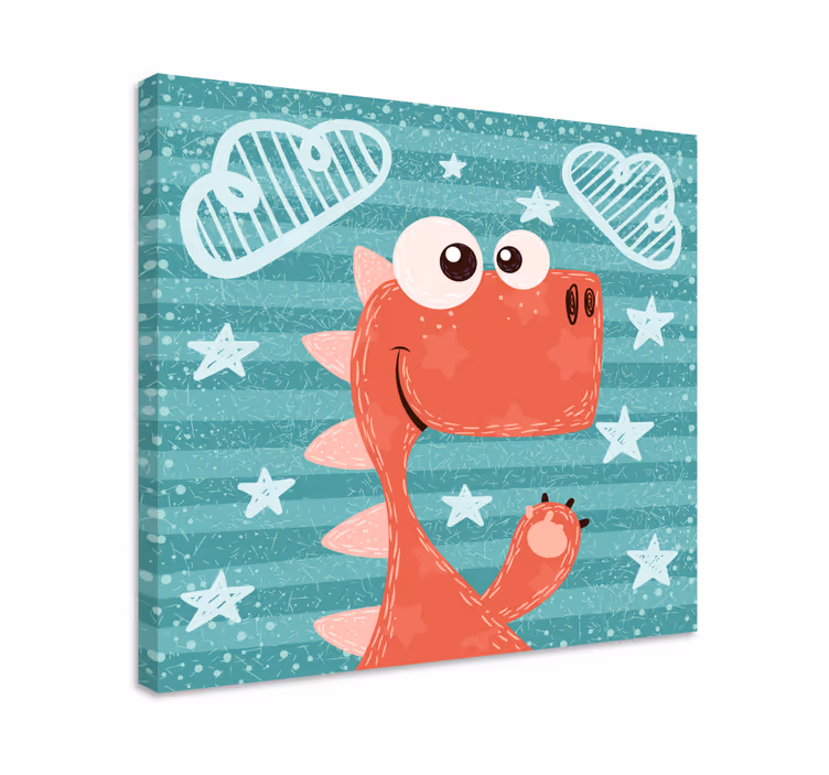 Canvas schilderij dinosaurus schattige cartoon dinosaurus - TenStickers