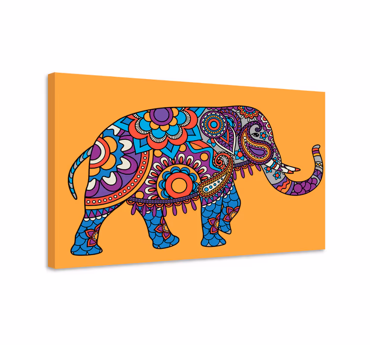 Canvas schilderij olifanten mandala-olifanten - TenStickers