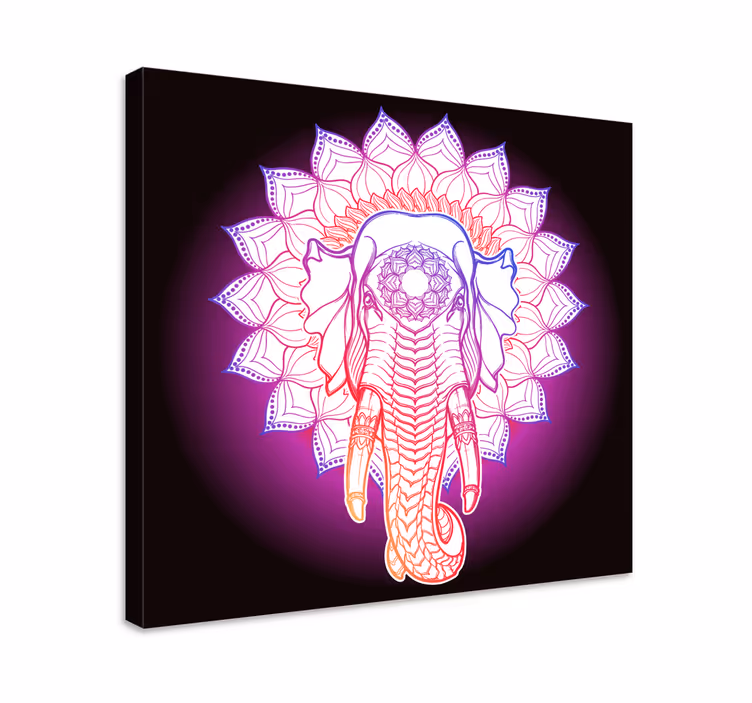 Canvas schilderij olifant majestueuze olifant mandala - TenStickers