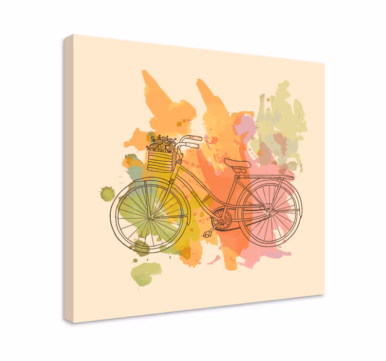 Canvas schilderij andere teksten fiets met mand - TenStickers
