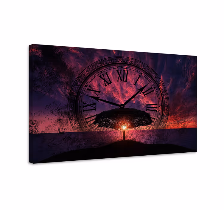 Canvas schilderij abstract tijdloze boom zonsondergang - TenStickers