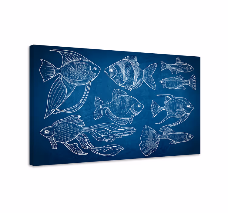 Canvas schilderij badkamer Marine vis - TenStickers
