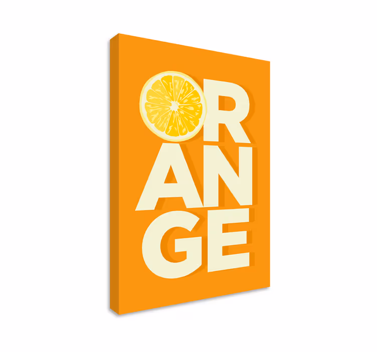 Canvas stilleven en fruit Gesneden oranje tekst - TenStickers