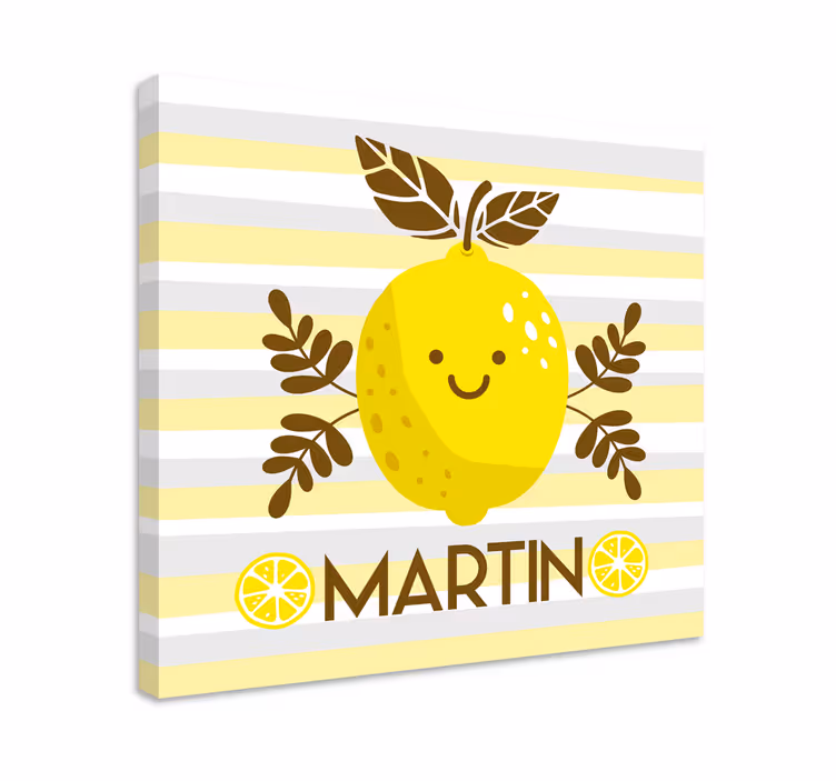 Canvas stilleven en fruit smiling lemon embleem - TenStickers