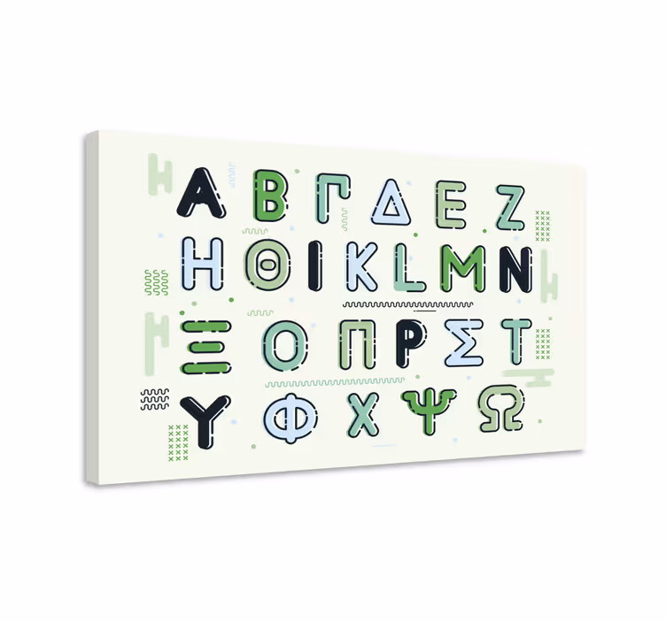 Gestileerde karakters Alphabet canvas schilderij - TenStickers