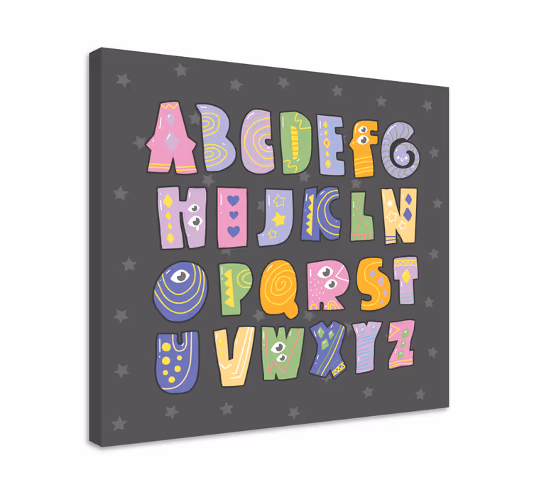 Alphabet canvas schilderij speelse alfabetletters - TenStickers