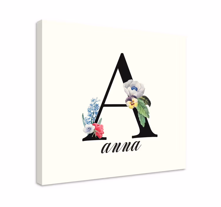 Alphabet canvas schilderij bloemige initiaal a - TenStickers