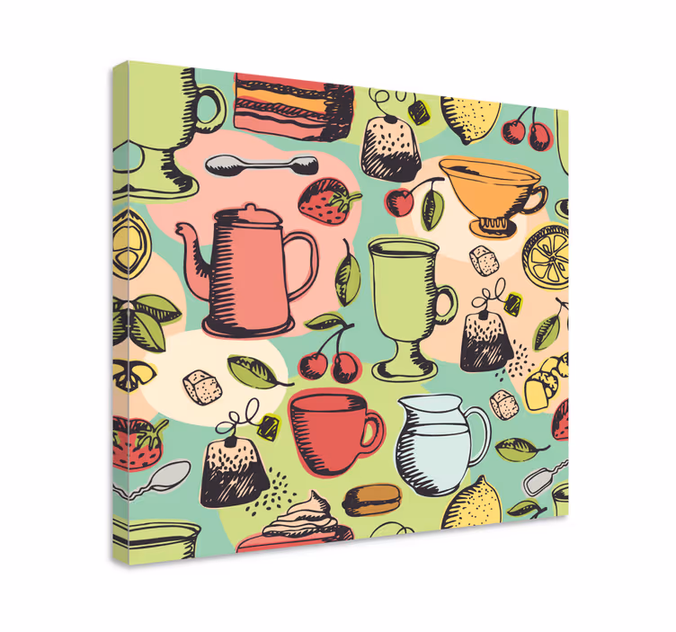 Canvas stilleven en fruit kleurrijke keuken vazen - TenStickers