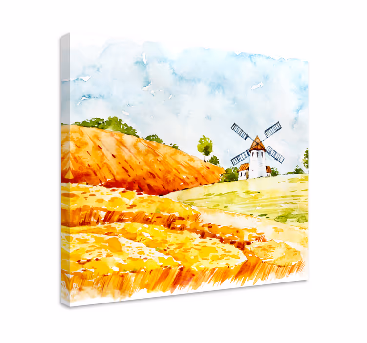 Windmolen in velden Canvas landschap - TenStickers