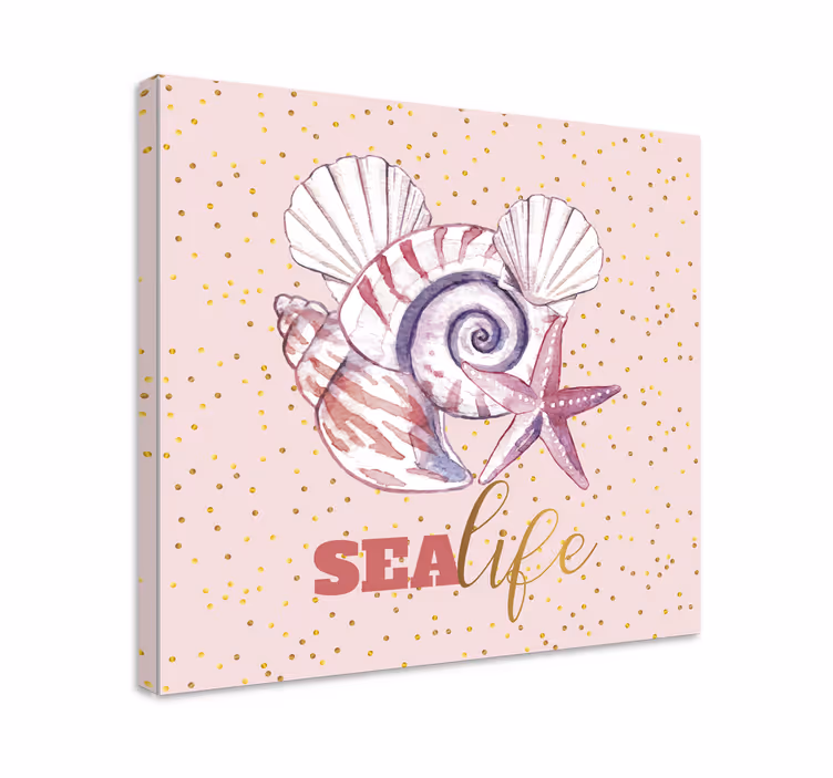 Canvas schilderij marine schelp en sterrenvis - TenStickers